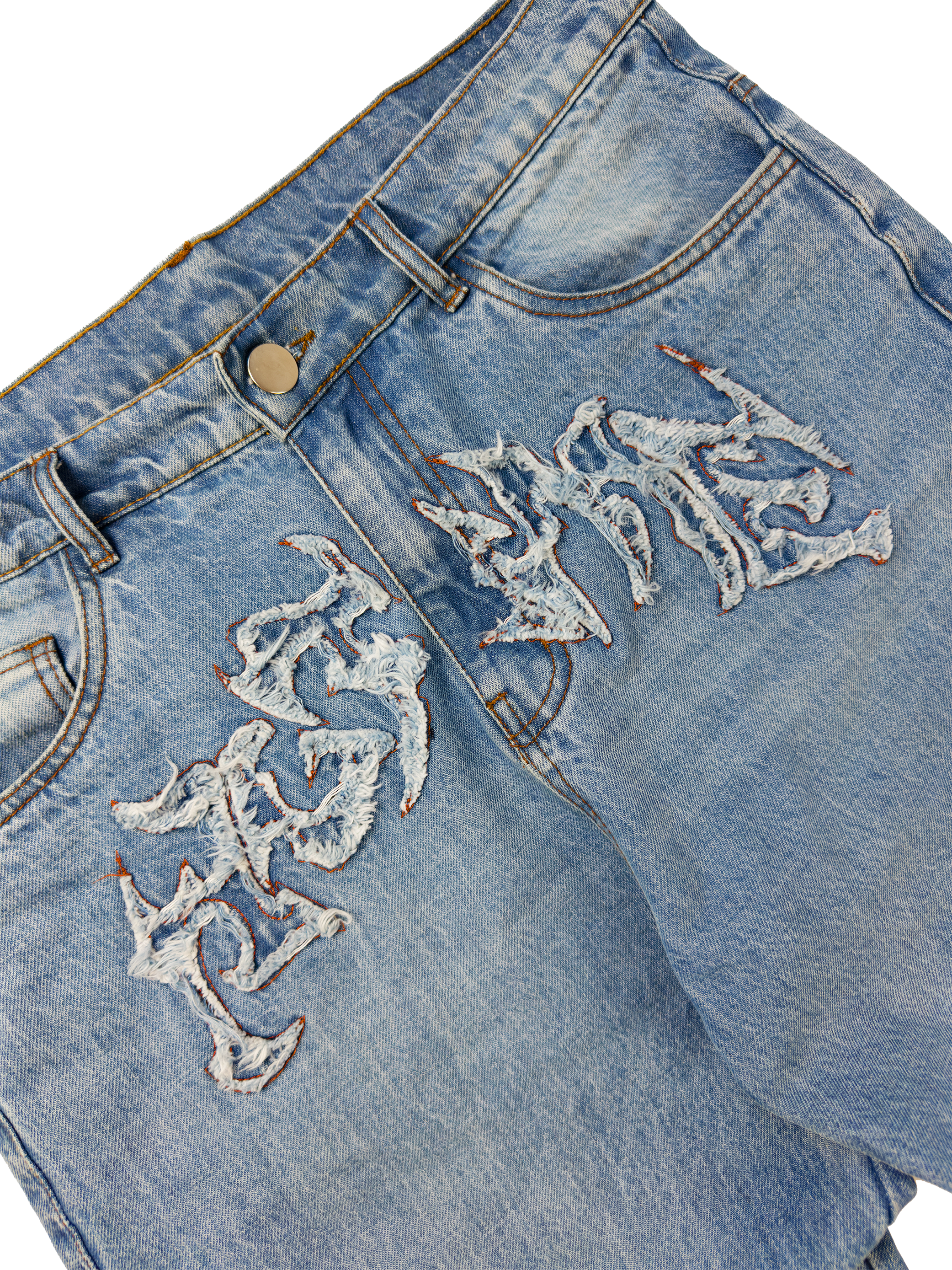 WASHED BLUE DENIMS (NO POCKETS)