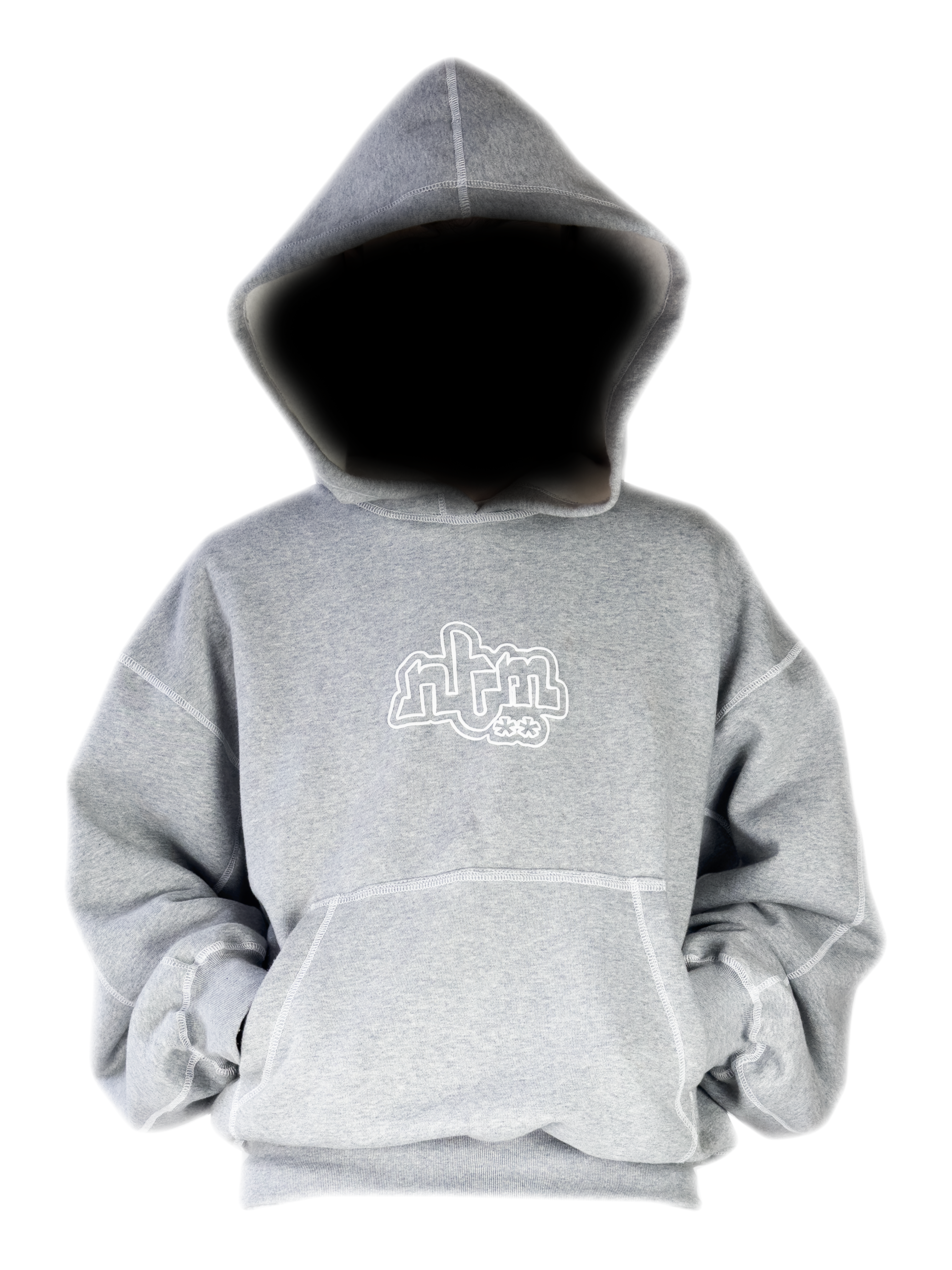 COVERSTITCH HOODIE GREY