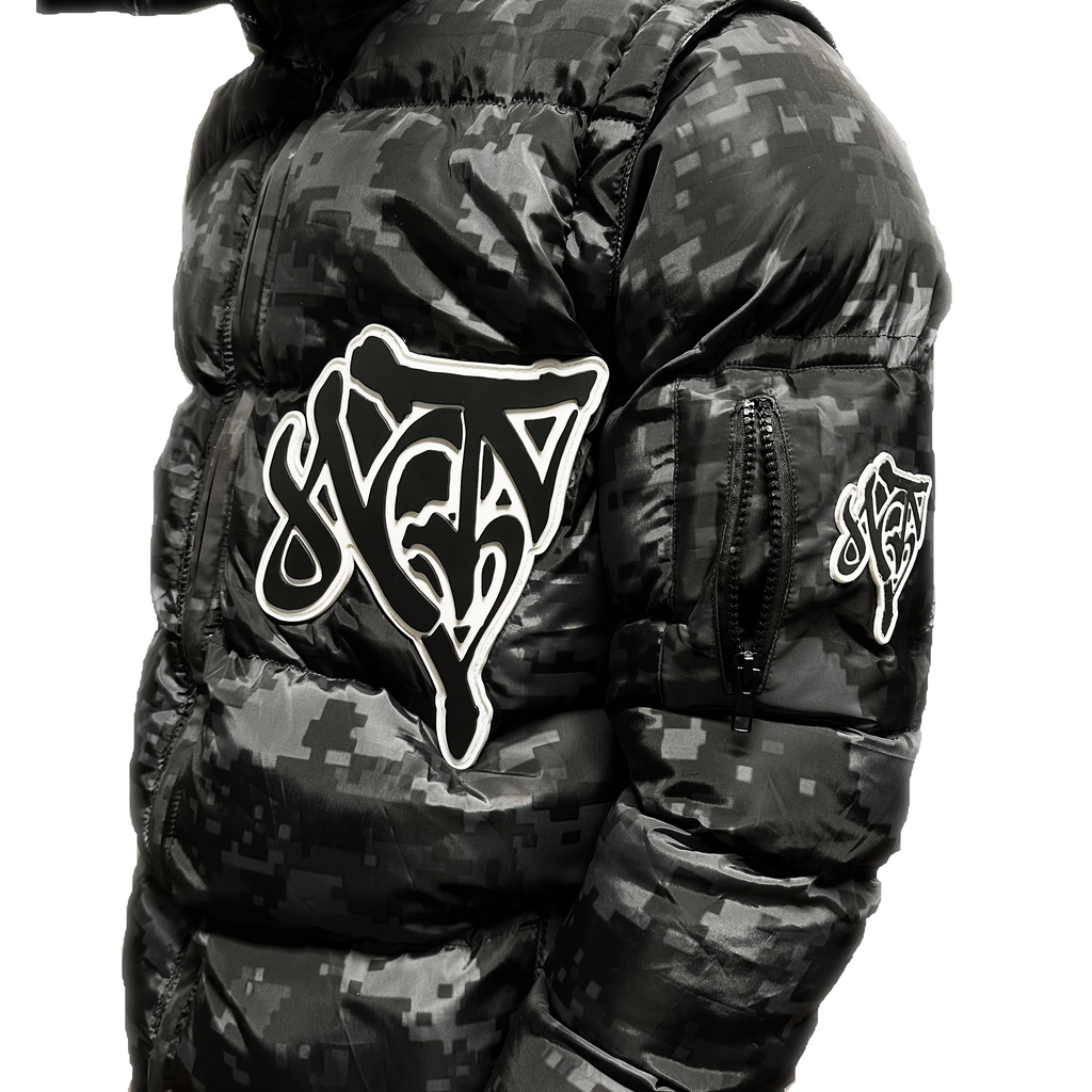 2 v 1 Péřová bunda NOTIME Black Camo