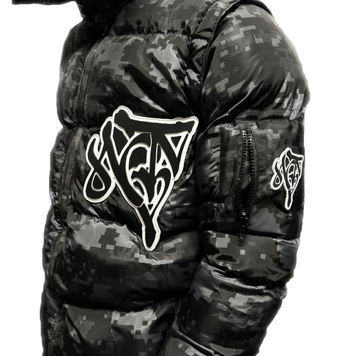 2 v 1 Péřová bunda NOTIME Black Camo