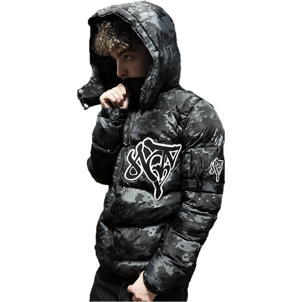 2 v 1 Péřová bunda NOTIME Black Camo