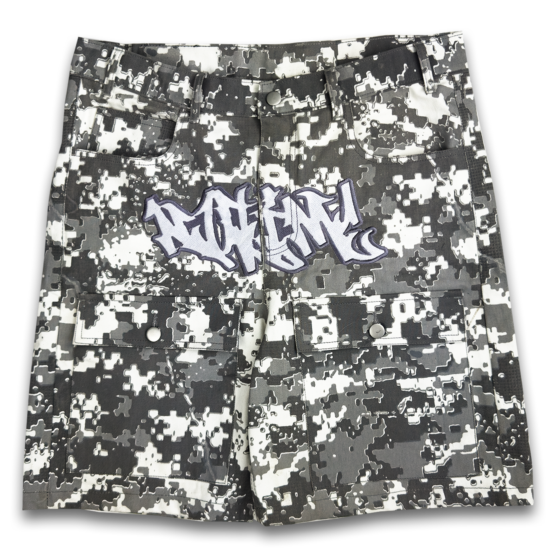 CAMO DENIM SHORTS