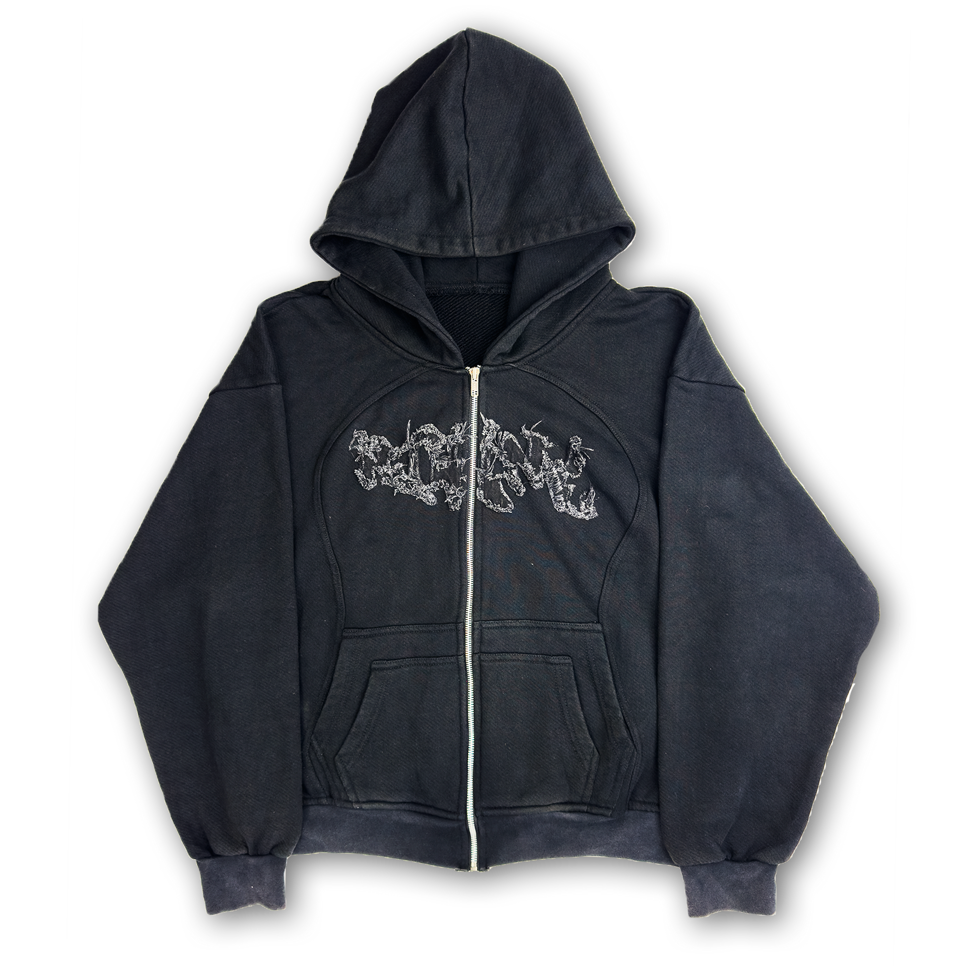 WASHED STITCHED ZIP HOODIE