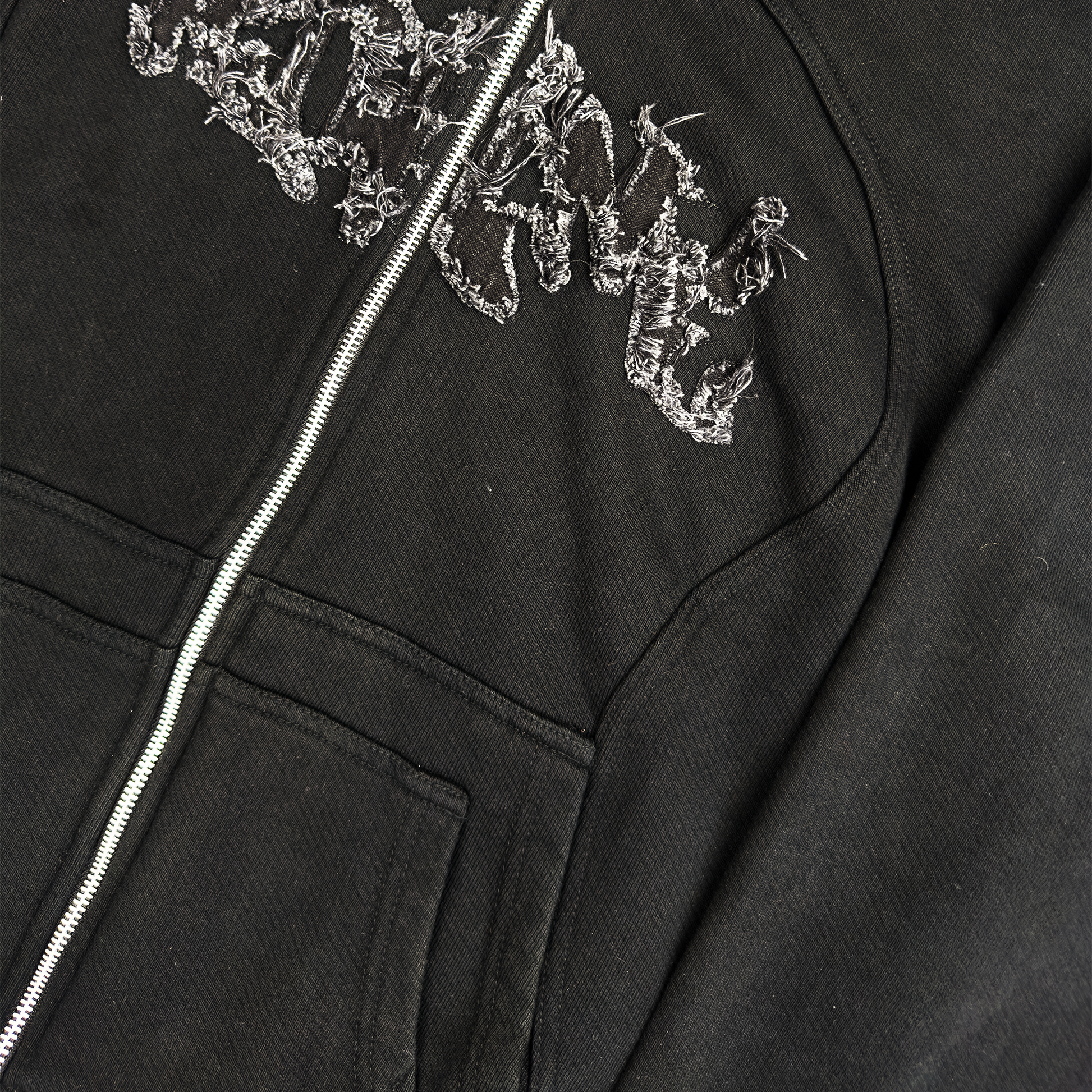 WASHED STITCHED ZIP HOODIE