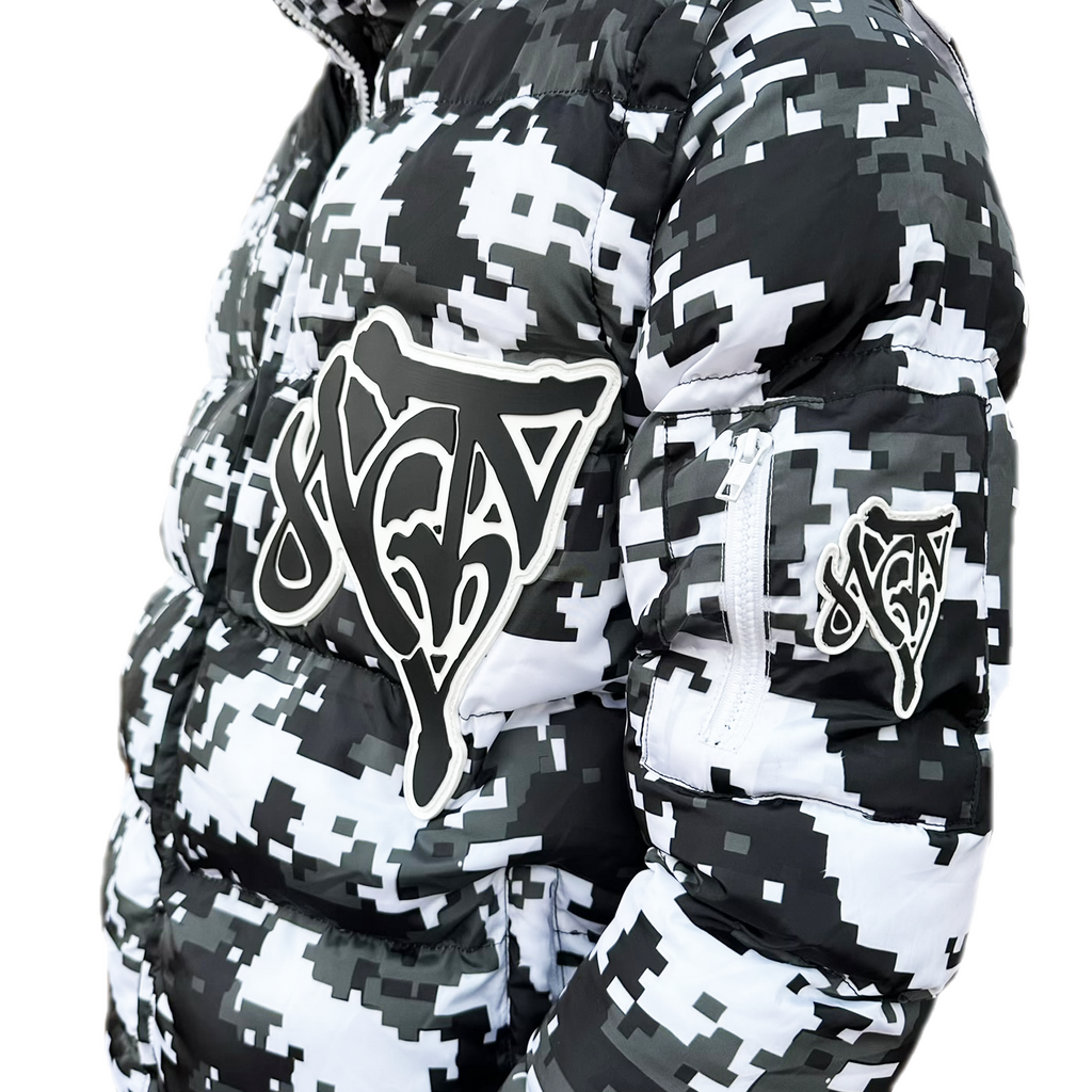 2 v 1 Péřová bunda NOTIME White camo