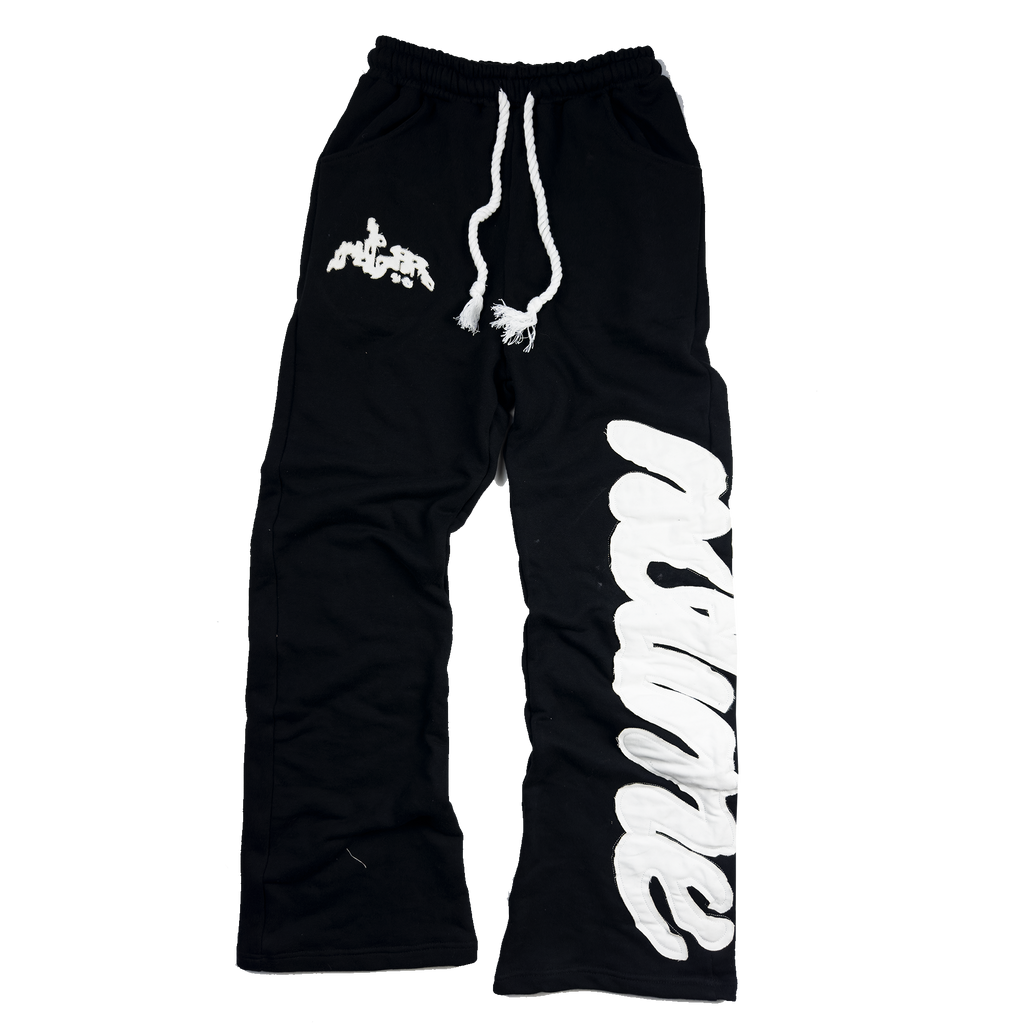 BLACK PATCH SWEATPANTS