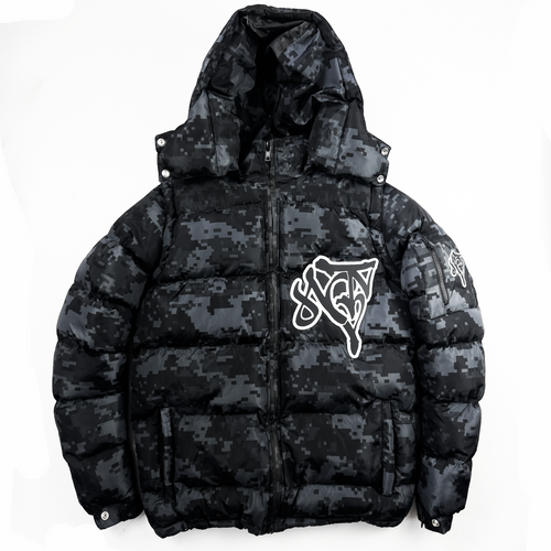 2 v 1 Péřová bunda NOTIME Black Camo