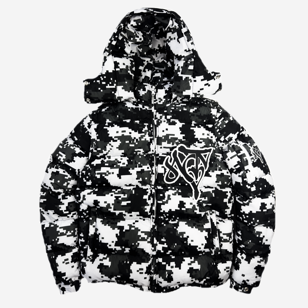 2 v 1 Péřová bunda NOTIME White camo