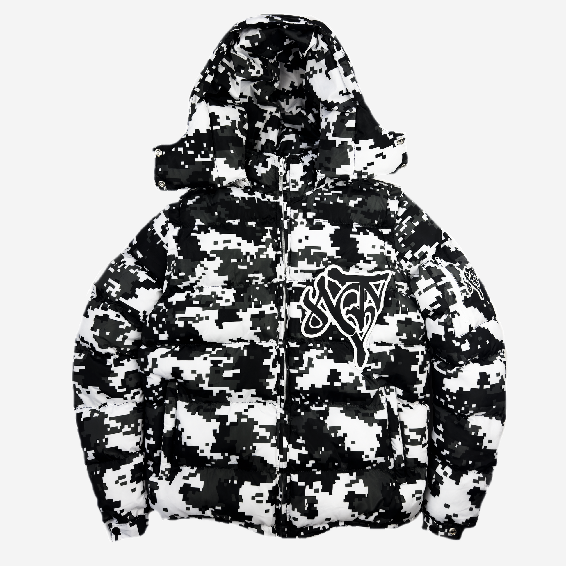 2 v 1 Péřová bunda NOTIME White camo