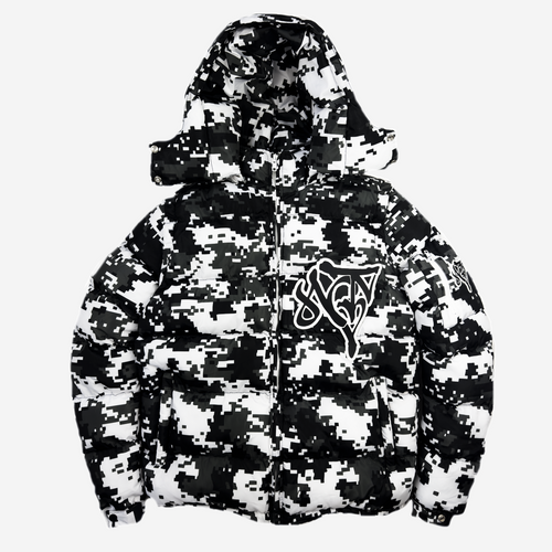 2 v 1 Péřová bunda NOTIME White camo