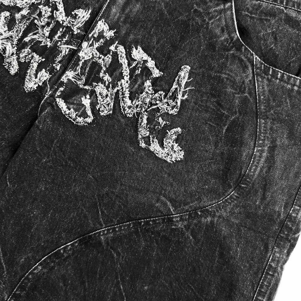 WASHED STITCHED DENIM SHORTS