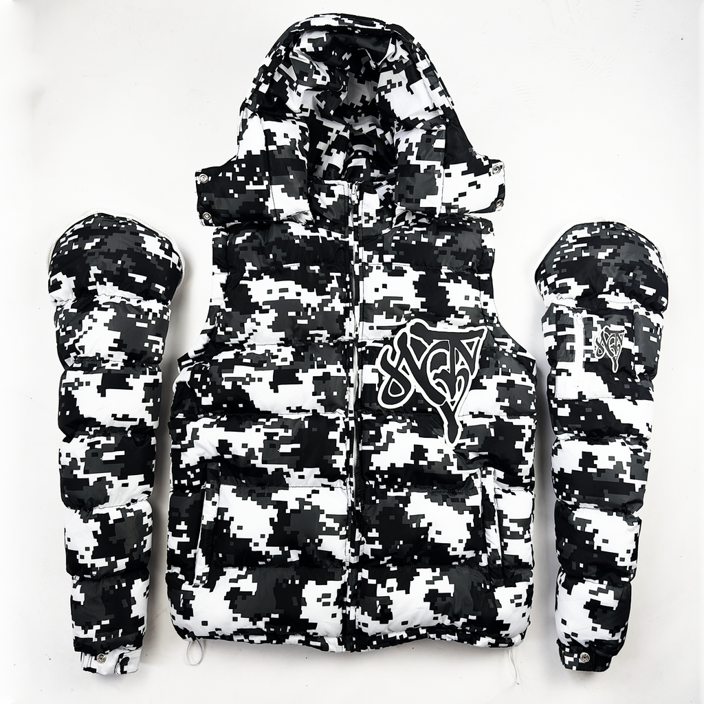 2 v 1 Péřová bunda NOTIME White camo